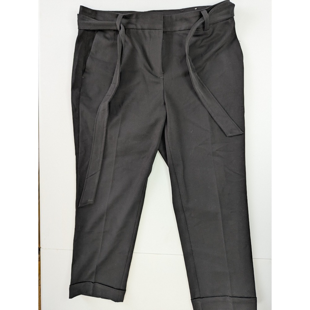 LOFT Womens 12P Black Tie Waist Ankle Pants NWT Bow Belt Petite